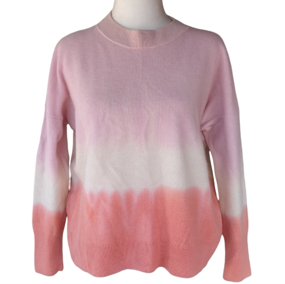 Vineyard Vines Pink Orange Crewneck Tye Dye 100% Cashmere Sweater Size Medium